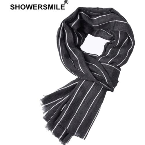 SHOWERSMILE Striped Men Scarf Fashion Warm Male Winter Scarf Blue Red Black Scarf Men Accessories 190cm*100cm