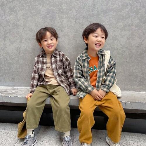 2021 news Spring and Autumn Baby Children kids Girls Cutout Cotton lattice full Shirts Cute Children kids Blouse Clothes