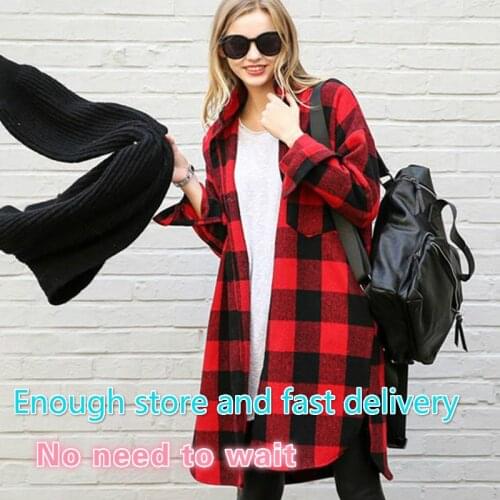 Autumn New Arrival 2020 Long Tops Flannel Plaid Shirt Women Plus Size Button Up Shirts Long Sleeve Casual Loose Cotton Blouse