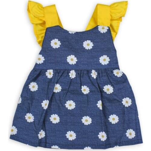 Daisy Print Jeans Look Girl Dress