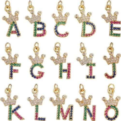 JUYA Letters Necklace Pendants For Necklaces Making Mixcolor Cubic Zirconia Charms Pendant Handmade Jewelry Findings Accessories