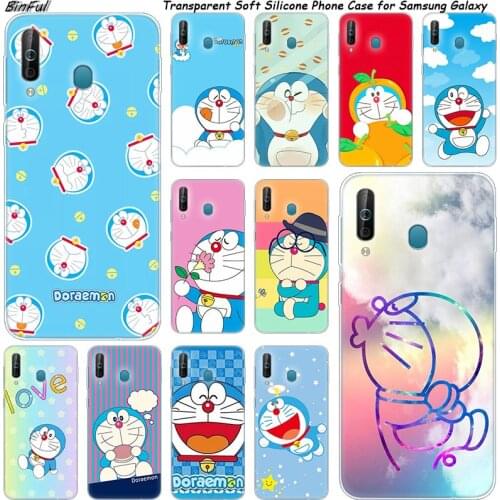 Hot Cute cartoon Doraemon Silicone Phone Case For Samsung Galaxy A80 A70 A60 A50 A40 A40S A30 A20E A2CORE M40 Note 10 Plus 9 8 5