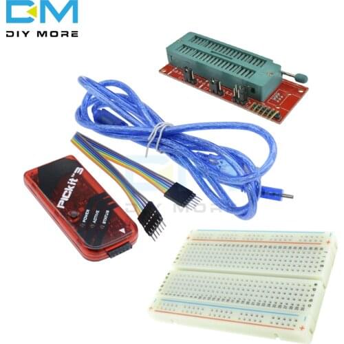 1set PICKIT3 Programmer + PIC ICD2 PICKit 2 PICKIT 3 Programming Adapter Universal Programmer Seat + 400 Tie Mini PCB Breadboard