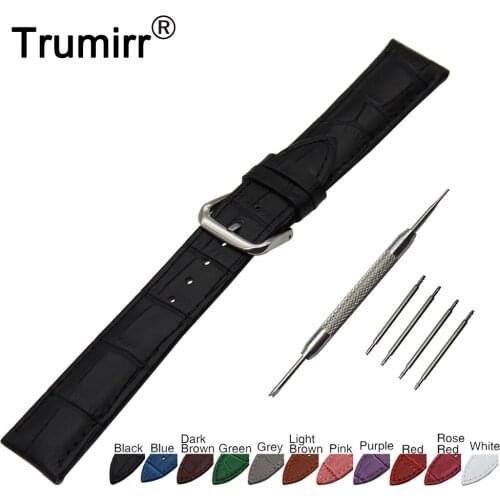 18mm Croco Genuine Leather Watch Band for Asus Zenwatch 2 Women WI502Q Stainless Steel Pin Buckle Strap Wrist Belt Bracelet