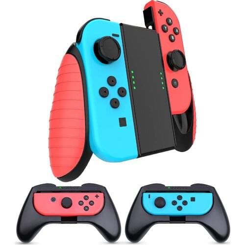HEYSTOP Gaming Grip Handle Compatible with Nintendo Switch Joy Con Updated Version, 3 Pack Handle Case Kit (Black)
