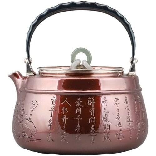 Silver pot, sterling silver 999 kettle, handmade, copper-clad silver household silver pot