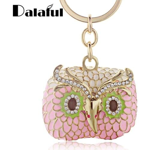 Chic Owl Enamel Exquisite Crystal Metal Bag Pendant Key Holder Keyring Keychain For Car K176 New