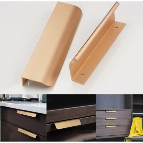 Cabinet Pulls Drawer Knobs Black Gold Hidden Handles Stainless Steel Kitchen Cupboard Wardrobe Door Handle Furniture Hardware