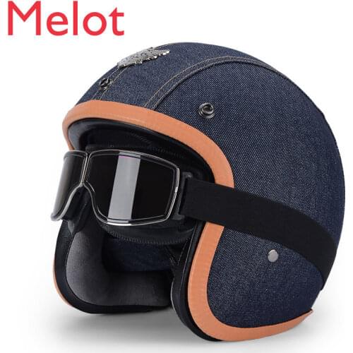 Helmet Half Helmet Four Seasons Motorcycle Scooter 3/4 Helmet Men and Women Personality Motorcycle Leather Helmet Adult