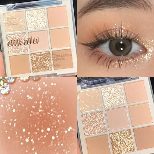 Waterproof Shimmer Matte Eyeshadow Pallete Glitter Nude Eyeshadow Long Lasting Eye Pigments Eye Shadow Make Up Palette 9 Colors