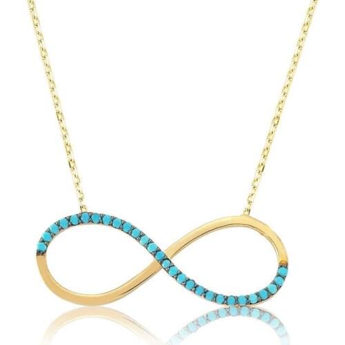 Tevuli 925 Sterling Silver Turquoise Cubic Zirconia Infinity Ladies Necklace