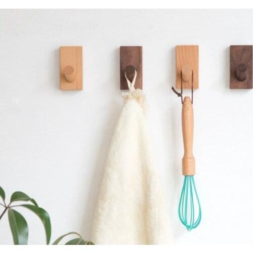 MFYS Nordic Natural Wooden Coat Hook Wall Mounted Study Clothes Scarf Hat Bag Towel Rack Hanging Storage Hanger Home Organizer