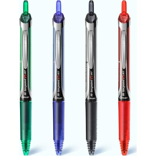 Japan Pilot Hi-Tecpoint V5 RT 0.5mm Retractable Gel Pen Precise Needle Tip Black Green Water Resistant Office Stationery BXRT-V5