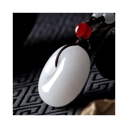 Zheru Jewelry Natural White Donut Pendant Necklace Exquisite Jewelry Jade Best Gift