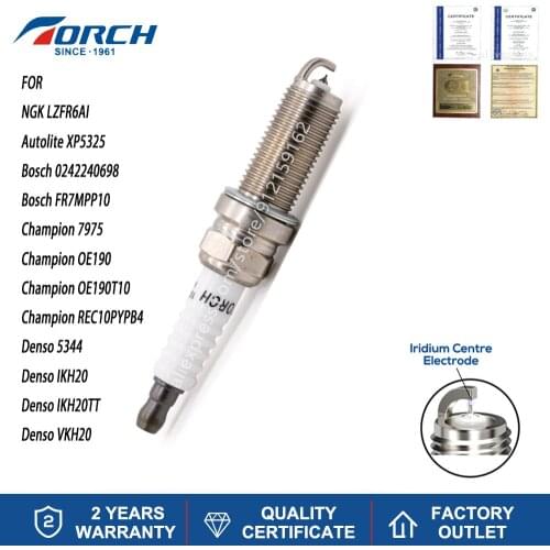 Candle Replacement for NGK LZFR6AI Iridium Spark Plug TORCH KL6RTI Champion OE190 Denso IKH20TT Bosch FR7MPP10 Ignition System