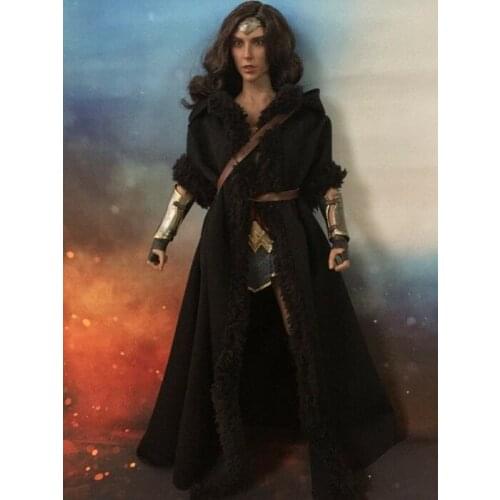 1/6th Medieval Black Cloak+Belt F12" Female Body Doll TOYS