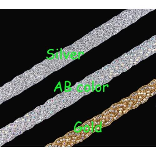 10Yard Mix 3 Colors Fashion Clear Iron on Beaded Rhinestone Applique Trim Sewing Hot Fix Bridal Crystal Trimming For Garter Sa