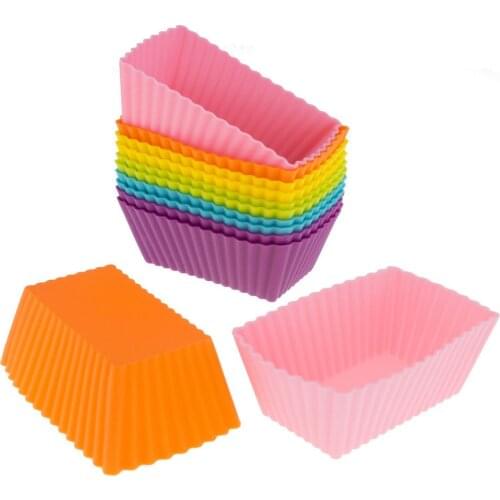 2/12 PCS Baking Muffin Cup Kitchen Diy Cake Decorating Tools Square Silicone Cupcake Mould Liners Baking Molds Cupcake Cases