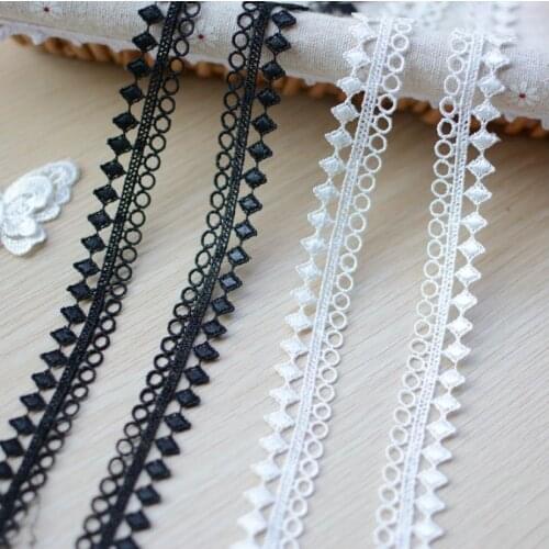 2 Meters/lot Width 1.9cm Water Soluble Lace Trim DIY Sewing Supplie Black White Lace Fabric Trims Garment Clothes Accessories