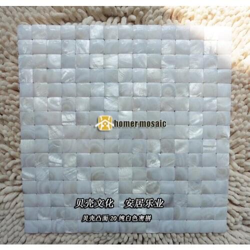 3D convex pure white shell mosaic tiles MOP mother of pearl HMSM2007 wall kitchen backsplash background wall tiles fashion