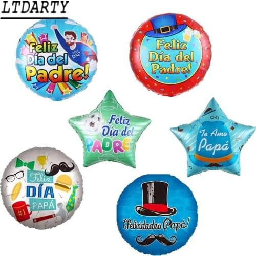 5pcs of 18-inch Spanish Happy Fathers Day Balloons Feliz Dia Super Dad Helium Balloons Father Father Mother Party Decoration