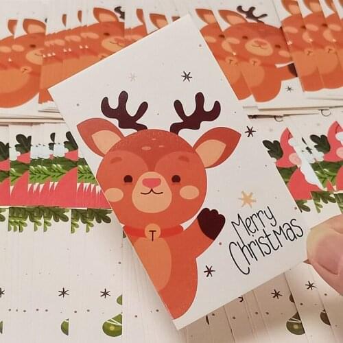 50PCS 9*5.4cm Christmas Greeting Card Kids Christmas Blessing Greeting Cards Envelope New Year Postcard Gift Card Xmas Party