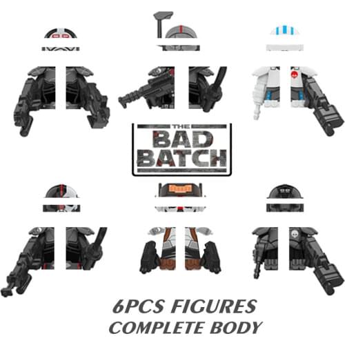 6PCS/SET Star Space Wars Figures The Bad Batch Clone Troopers Hunter Crosshair Tech Wrecker Echo Building Blocks Bricks Toys Kid