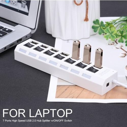 7 Port High Speed HUB USB 2.0 HUB Hub Power On/Off Switch For Pc Laptop Usb Hub Splitter Usb Adapter Charger