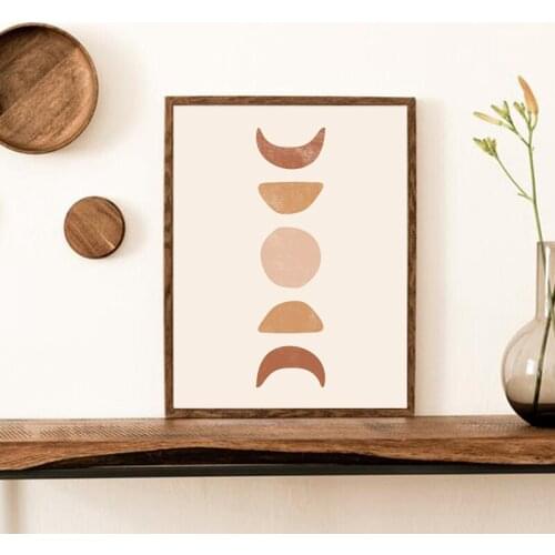 Abstract Moon Phases Poster Neutral Wall Art Canvas Painting Moon Cycle Minimalist Art Print Nordic Poster Picture Home Decor