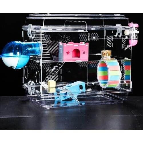 Tray-style Hamster House Acrylic Oversized Villa Package Guinea Pig Cage Transparent Small Pet Feeding Box Single Double Layer