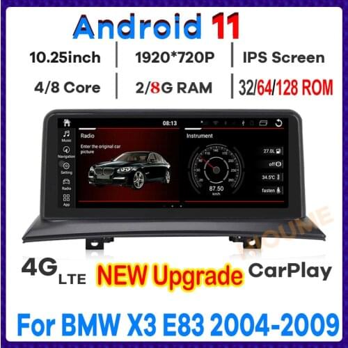 10.25" 8Core 8+64G Android 10 Car Multimedia Player GPS Radio for BMW X3 E83 2004-2009 with Stereo Navigation Head unit Carplay