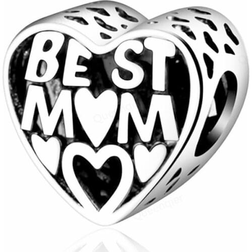 925 Sterling Silver Best Mom European Charms Bead Fit Original Bracelets Chain DIY Girl Women Pendant Charm Beads Jewelry Making