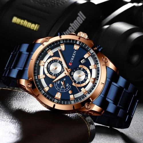 CURREN Watch Quartz Male watches Fashion Chronograph Clock Mens Gift Casual Stainless Steel Wristwatch 2021 hot Dropshipping