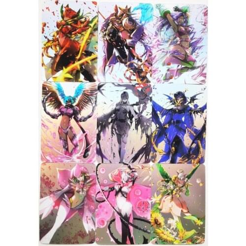 9pcs/set Digital Monster Angewomon Sexy Girls Refraction Toys Hobbies Hobby Collectibles Game Anime Collection Cards