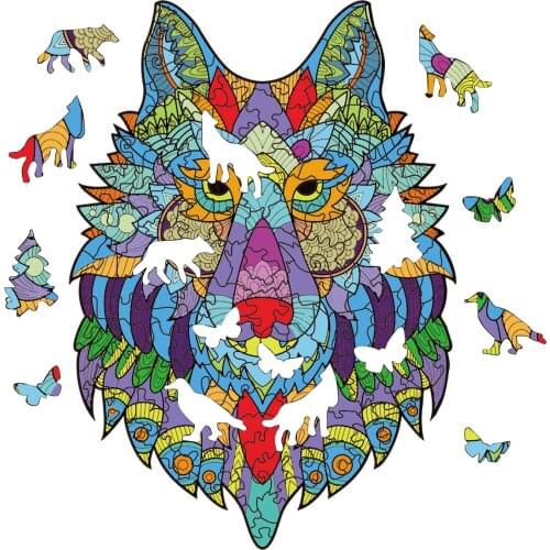 Wooden Jigsaw Puzzle Fox Puzzle Board Set Toy Interesting Wooden Puzzles for Adults Kids Christmas Gifts Educational Games Toys