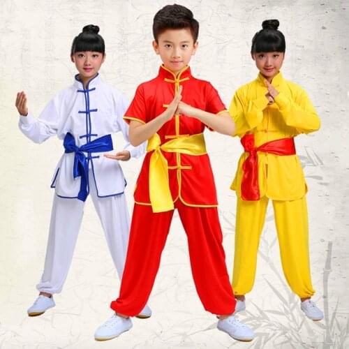 Kids Martial Arts Sets 3 Color Children Performance Costume Chinese Traditional Style Kung Fu Uniform Tai Chi Clothing