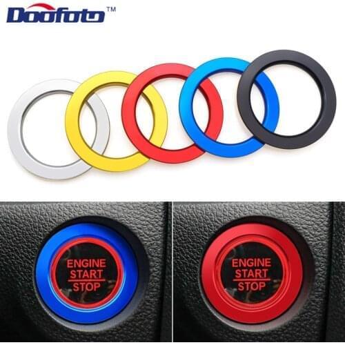 Doofoto Car Start Engine Button Key Rings Interior Moulding Car Styling Black Case For Honda For Civic 2019 New Auto Accessories