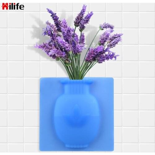 HILIFE Reusable Wall-Mounted Sticky Wall Magic Plant Vases Silicone Sticky Vase Home Decor Flower Vase Indoor Drilling-Free