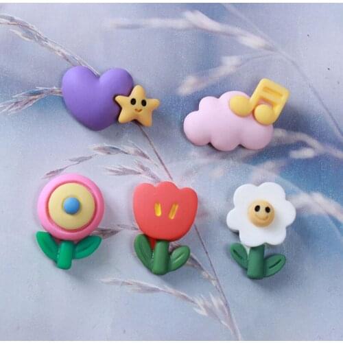 20Pcs Kawaii Sun Flower Cloud Flat back Resin Cabochon Fit Phone Case Decoration Earring Hair Accessories DIY Scrapbooking Craft