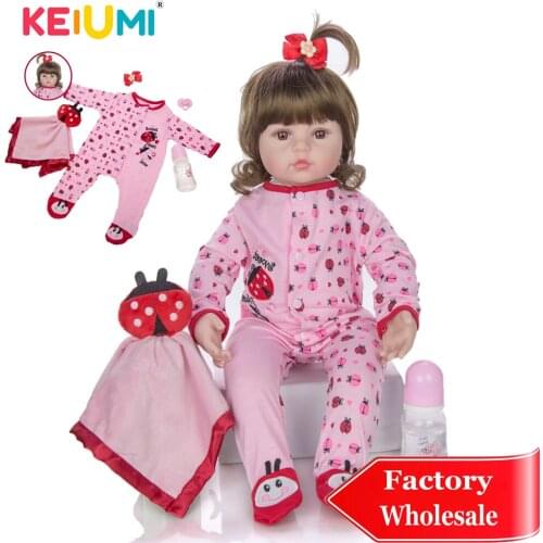 KEIUMI Cartoon Reborn Vinyl Baby Dolls 60 cm Lifelike Silicone Reborn Menina with DIY Curls Real Playmates For Childrens Day