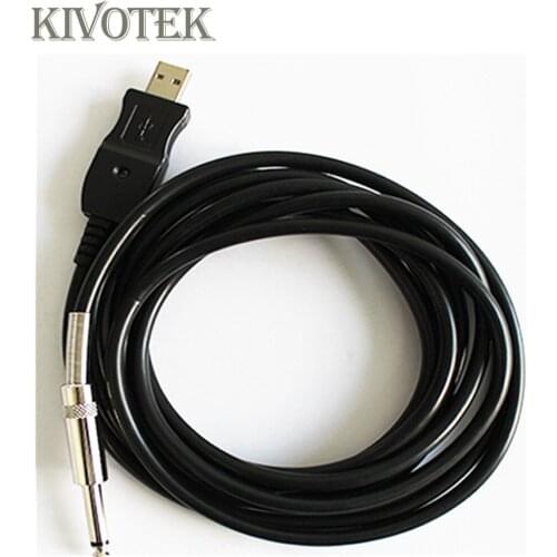 KIVOTEK 4pcs/lot 3M Guitar Audio Cable Bass 14'' USB TO 6.3mm Jack Link Connection Instrument cable Free Shipping