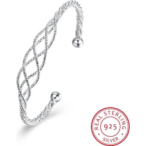 LEKANI Hot Fashion Classic 925 Sterling Silver Wire Knot Cuff Bangles Bracelet Bridesmaid Gift Jewelry For Women Pulseras