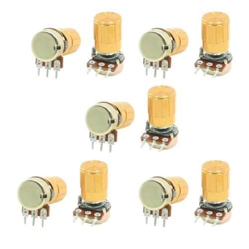 WTH148 B1K 2K 5K 10K 20K 50K 100K 500K 200K Ohm Linear Taper Rotary Potentiometers w Control Knob