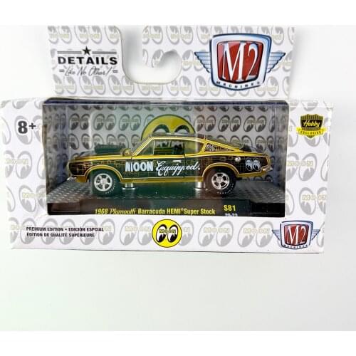 M2 Machines 1:64 1968 Plymouth Barracuda HEMI Super Stock Collection Metal Die-cast Simulation Model Cars Toys