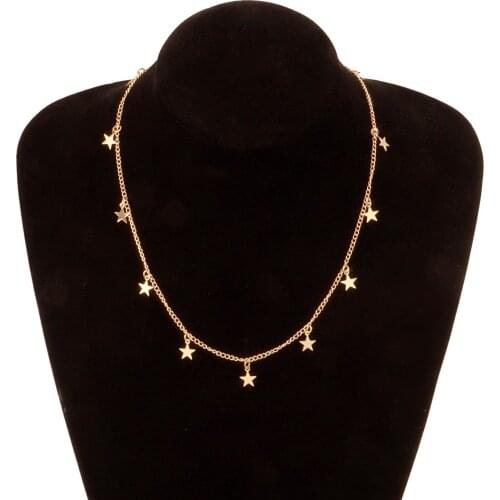 Fashion Star Necklace Pendant for Women Personality Simple Gold Silver Color Short Choker Necklace Jewelry Clothing Accessory