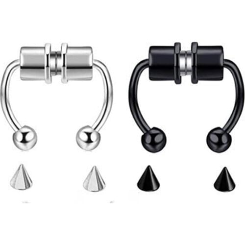Fashion Unisex Nose Ring Reusable Alloy Fake Magnetic Horseshoe Non Piercing Hoop for Party Bars Birthday Wedding Gifts
