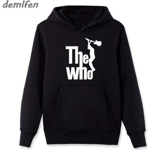 Fashion Retro Men The Who Sweatshirt Music With Guitar Printed Fleece Zipper Hoody Hoodie Hip Hop Punk Brand Jacket Harajuku