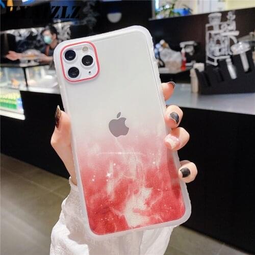 Fashion Fantasy Watercolor Phone Case for iPhone 11 Pro Max SE 2020 XS XR 7 8 Plus Transparent Glitter Shockproof Back Cover