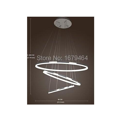 Fashion LED 3 Lights Modern Simple Design Pendant Living LED Three Ring 100+80+60cm Free Shipping 85-265v