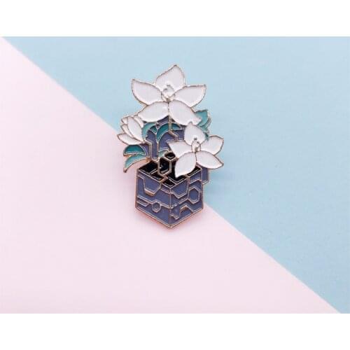 Cartoon cute plants potted sapling flowers enamel brooch pin custom alloy badge backpack clothes accessories woman jewelry gift